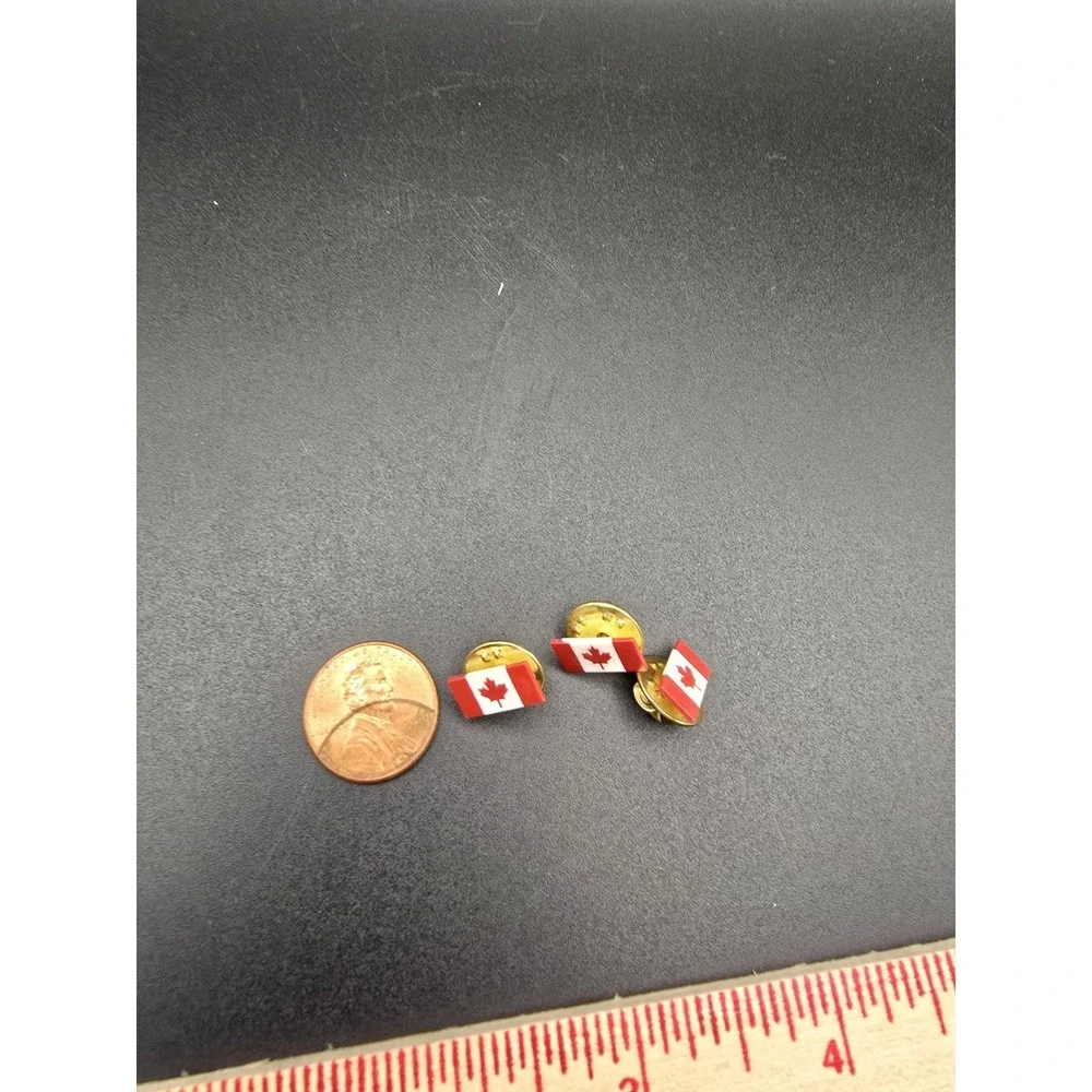 Lot Of 3 Canada Red White Flag Maple Leaf Pin back Lapel Pins
